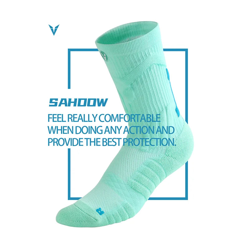 Veidoorn High Quality Sport Socks for Men Mid Calf Length Running Basketball Socks Thicken Non Slip Camping Cycling Stocking