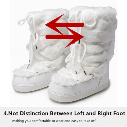 Fluffy Fur Boots 2025 Winter Fashion Sexy Faux Fox Fur Snow Boots Ladies Furry Warm Cotton Boots Female Outdoor Ski Boots