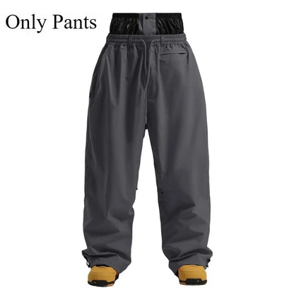 New Baggy Windproof Men Solid Women Skiing Pants Waterproof Loose Hooded Ski Strides Outdoor Sports Adult Breathable Trousers
