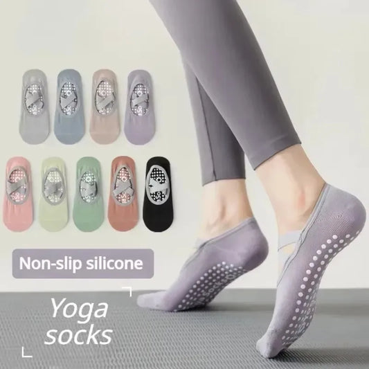 Pilates Yoga Socks Non-Slip Woman Socks Sports Fitness Silicone Breathable Summer Bandage Dance Ballet Solid Cycling Running