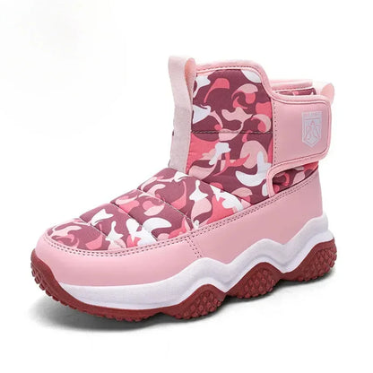 Winter Children Snow Warm Boots Fur Shoes Boys Sneaker Rubber Hiking Shoe Fashion Children Shoes Waterproof Leather Boots Kids