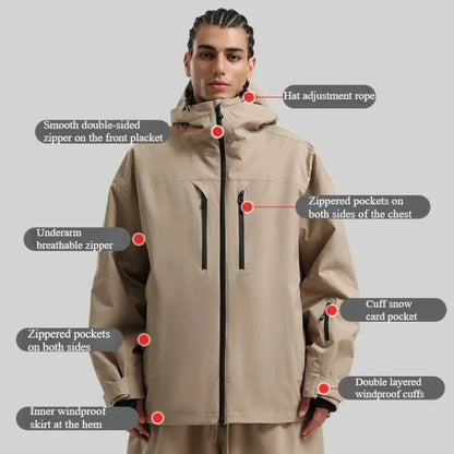 New Men Ski Jacket Waterproof Windproof Warm Breathable Snowboarding Coat 2025 Winter Sports Unisex Polyester Skiing Top Outdoor