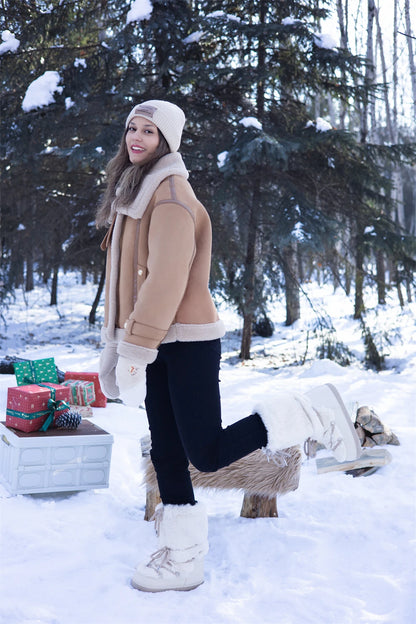 Fluffy Fur Boots 2025 Winter Fashion Sexy Faux Fox Fur Snow Boots Ladies Furry Warm Cotton Boots Female Outdoor Ski Boots