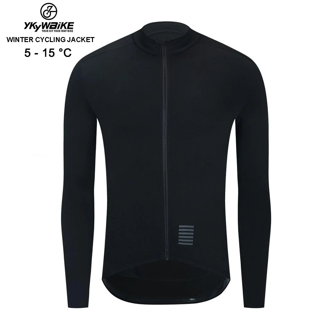 YKYWBIKE WINTER JACKET Thermal Fleece Men Cycling jacket Long Sleeve Cycling Bike Clothing  black 사이클링 겨울 재킷
