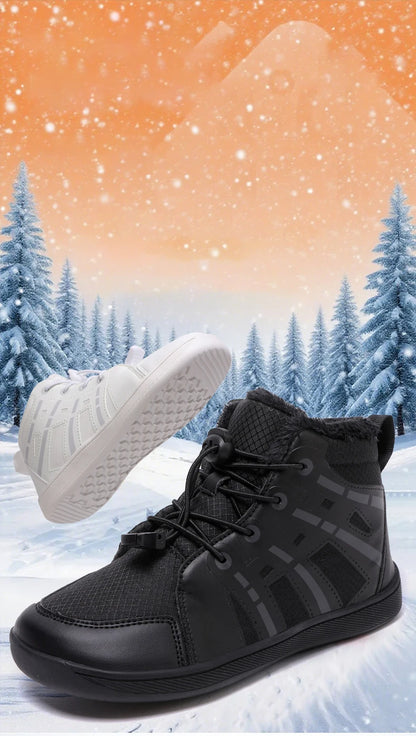 Boys Girls Snow Boots Waterproof Winter Shoes Kids Barefoot Shoes Winter Wide Toe Sneakers Warm Snow Boots Lightweight Non-slip