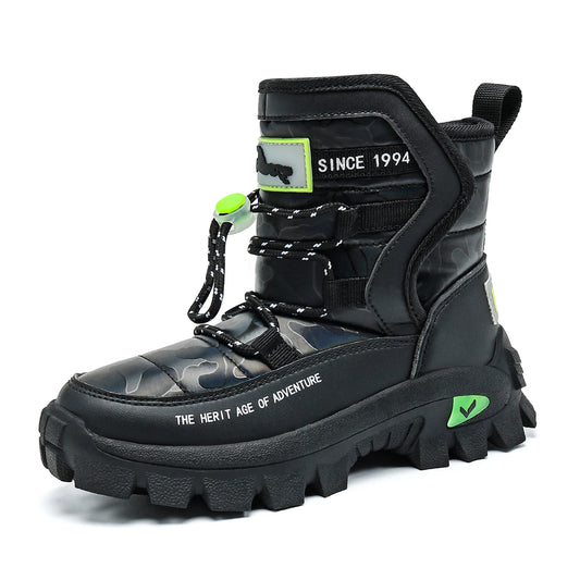 JMFCHI Kids Snow Boots Boys Hiking boots for Kids Waterproof Winter Snow Boots for Girls Warm Fur Lined Slip Resistant Outdoor