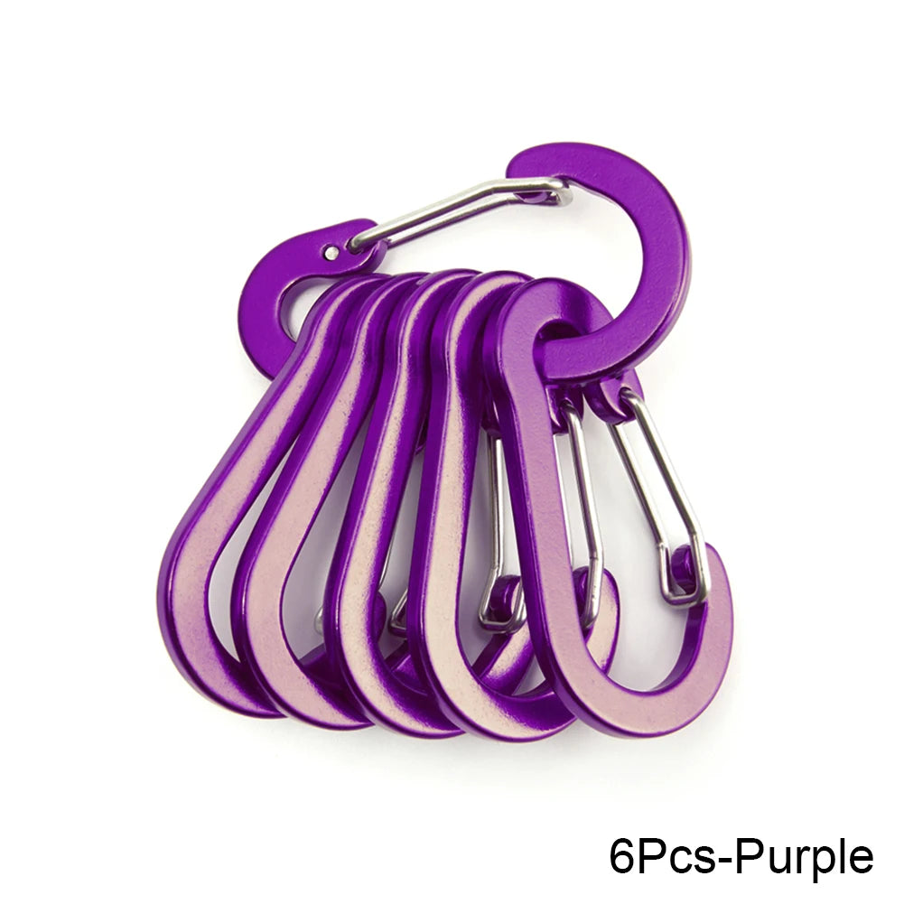6/12pcs Outdoor Camping Multi Tool Mountaineering Buckle Steel Small Carabiner Clips Fishing Climbing Acessories Dropshipping