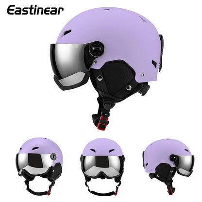 New Adult Protective Ski Helmet, Outdoor Sports Anti Fall Snow Helmet With Snow Goggles Single And Double Board Warm Ski Helmet