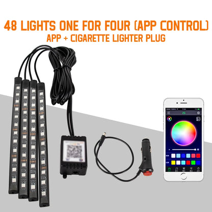 RGB Automotive Atmosphere Decorative Lamp Led Interior Light Strip Car Foot Ambient Lights with USB Cigarette with Remote Voice