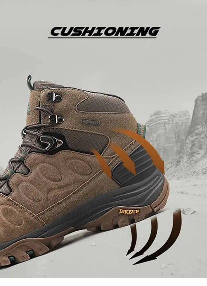 HIKEUP High-Top Men Hiking Boot Winter Outdoor Shoes Lace-Up Non-slip Sports Casual Trekking Boots Man Suede Warm Shoes
