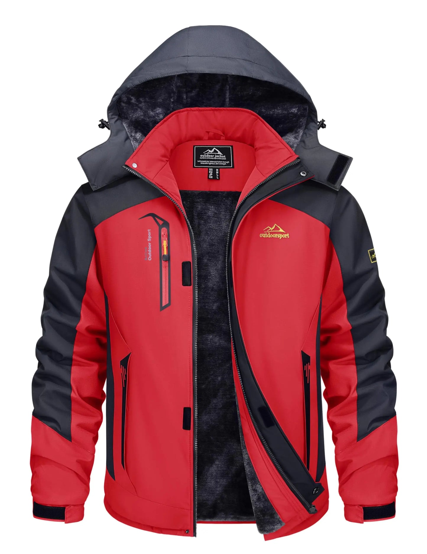 TACVASEN Winter Thicken Ski Snowboard Jacket Mens Fleece Waterproof Hiking Jackets Outdoor Mountain Trekking Windbreaker Parka