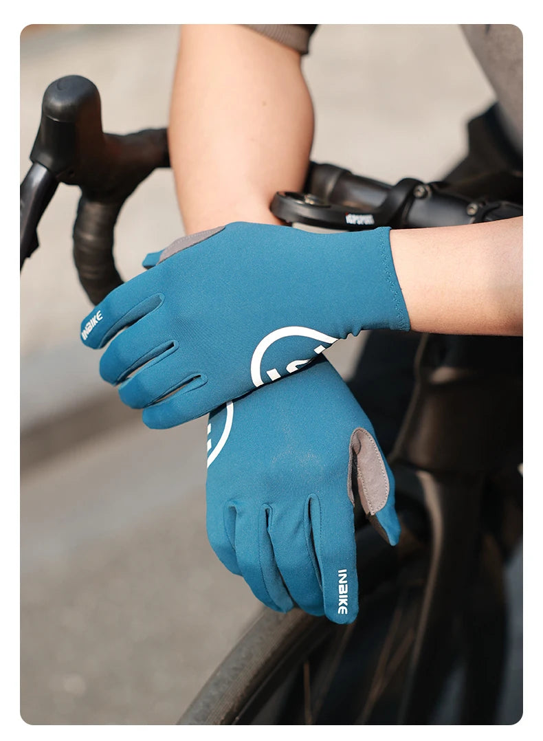 INBIKE 2024 Cycling Gloves Gel Padded for Men Autumn Winter Fleece Road Bike Gloves MTB Full Finger Touchscreen Bike Accessories