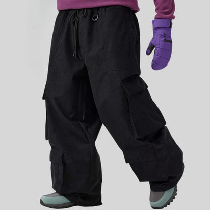 GSOU SNOW Winter Multi Pockets Ski Pants Men Loose Snow Pants Warm Windproof Skiing Trousers Outdoor Sports Breathable Britches