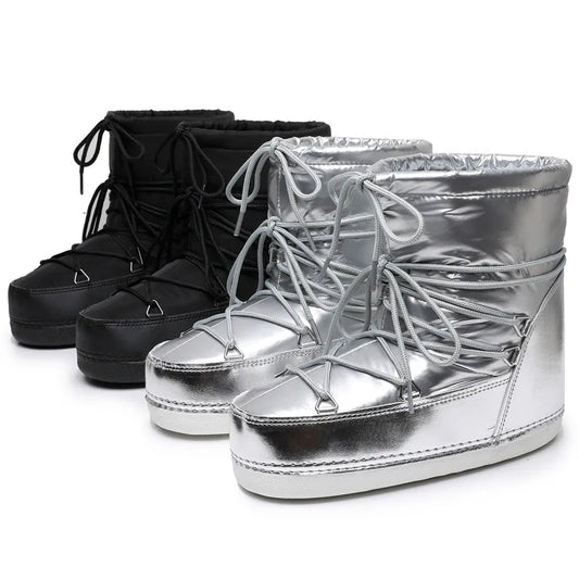 2025 Winter Lace-up Ankle Boots Women Snow Boots Brand Design Classic Platform Waterproof Non-slip Cotton Boots Woman Ski Boots