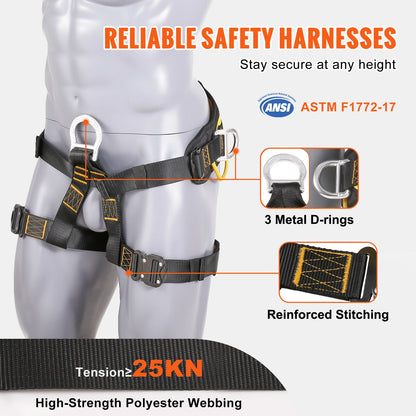 Half Body Safety Harness 340 lbs for Fire Rescuing Caving Rock Climbing
