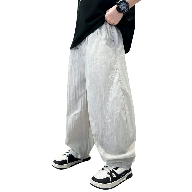 New Boys Pants With Side Pockets Teen Boys Utility Pants Teen Harem Trousers Toddler Bite-Proof Hiking Mosquito Pants Age 4-14Y