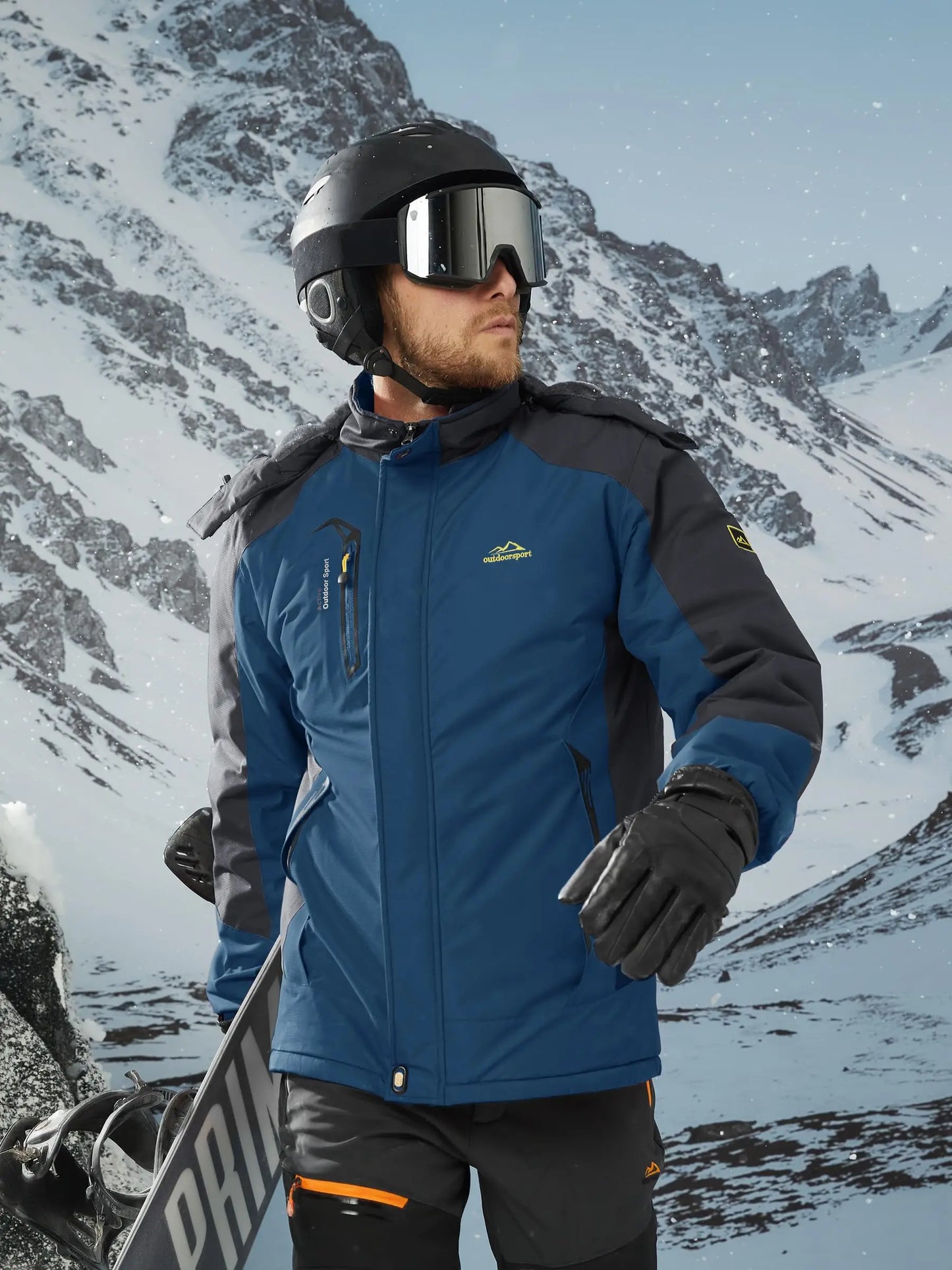 TACVASEN Winter Thicken Ski Snowboard Jacket Mens Fleece Waterproof Hiking Jackets Outdoor Mountain Trekking Windbreaker Parka