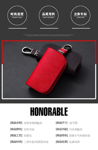 Leather Car Key Case Universal Keychain For BMW Mercedes Audi VW Bentley Ferrari FIAT Alfa Jeep Key Cover Protector Accessories