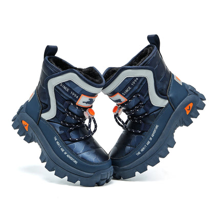 JMFCHI Kids Snow Boots Boys Hiking boots for Kids Waterproof Winter Snow Boots for Girls Warm Fur Lined Slip Resistant Outdoor