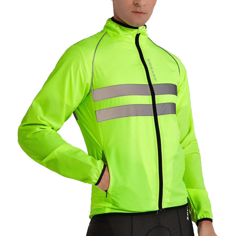 WOSAWE Men Cycling Windbreaker MTB Bicycle Long Sleeve Coat Water Resistant Outdoor Sport Jersey Bike Jacket Cycling Clothing