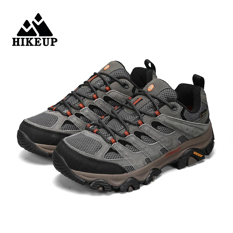 HIKEUP Hiking Shoes Men Designer Climbing Trekking Sneakers for Men Leather Outdoor Sports Work Man Shoes Run Shoes