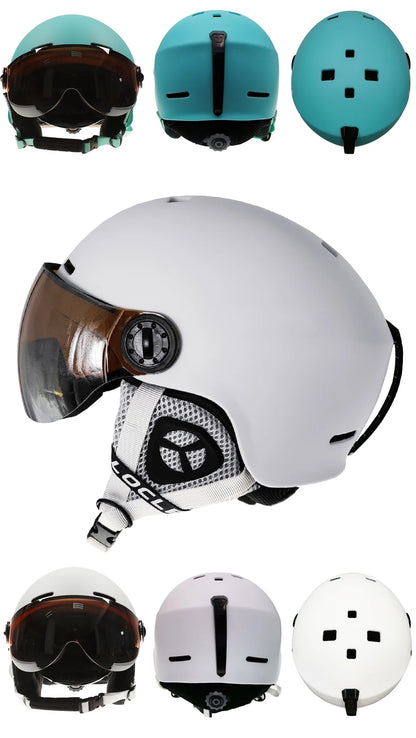 LOCLE Upgrade Skiing Helmet Men Women Children Ultralight Snowboard Skateboard Motorcycle Snowmobile Ski Helmet Visor Goggles