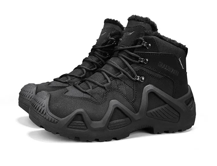 Cross-Border Autumn/Winter High-Top Men's Outdoor Non-Slip Climbing Boots Plus Size Thickened Warm Cotton Shoes Fleece-Lined