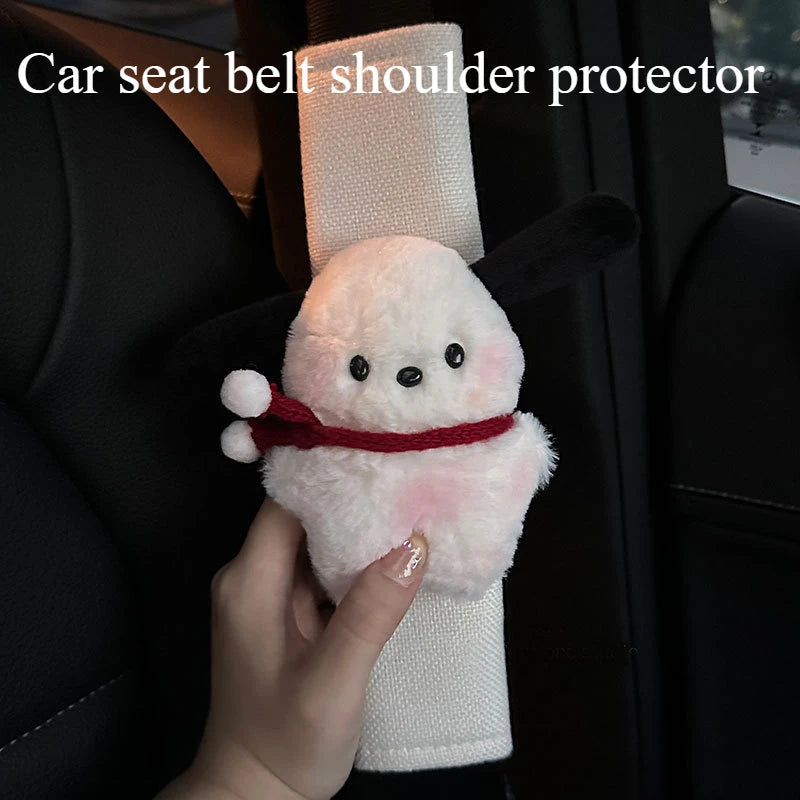 Cartoon Car Seat Belt Cover Anime Puppy Plush Auto Seat Belt Shoulder Protector Pad Car Interior Accessories