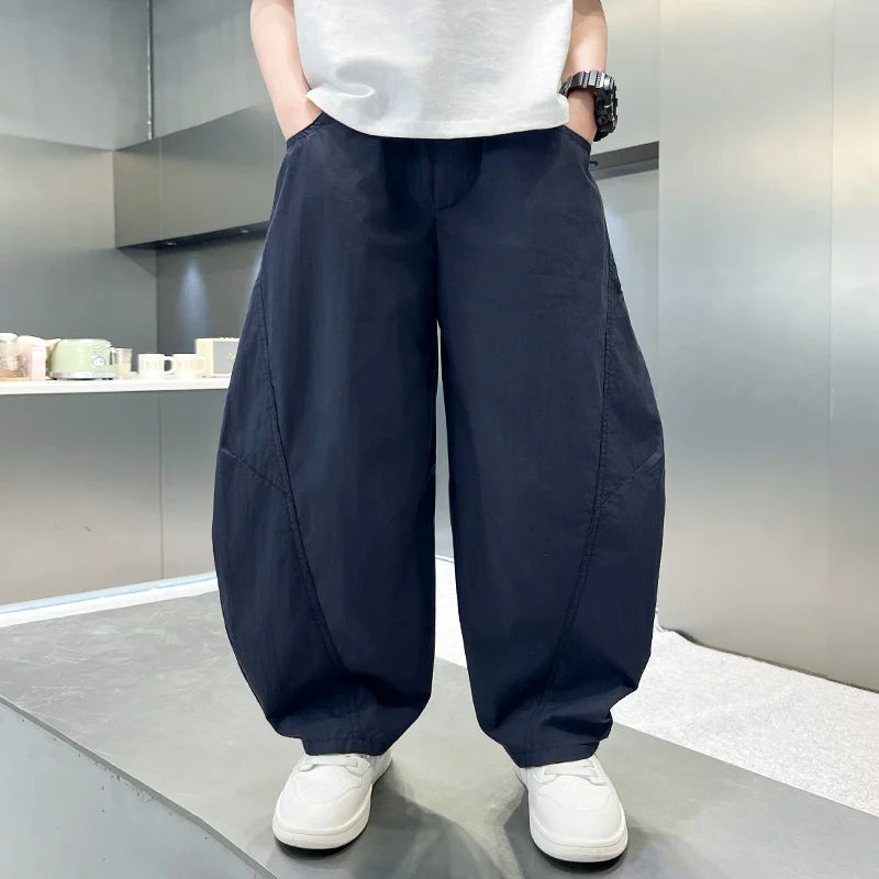 New Boys Pants With Side Pockets Teen Boys Utility Pants Teen Harem Trousers Toddler Bite-Proof Hiking Mosquito Pants Age 4-14Y
