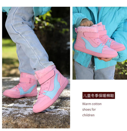 Winter Kids Wide Toe Barefoot Snow Boots Outdoor Waterproof Anti-slip Hiking Shoes Thickened Warm Plush Boots Comfortable