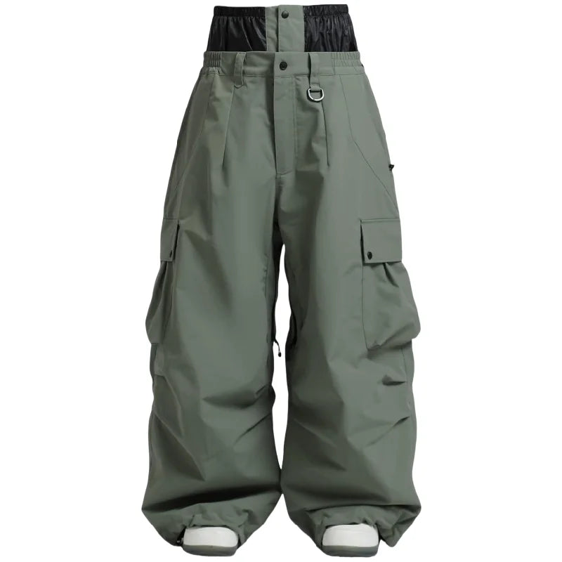 GSOU SNOW Super Baggy Snowboard Pants Men Waterproof Windproof Sports Clothes Insulated Loose Fit Ski Trousers for Cold Weather