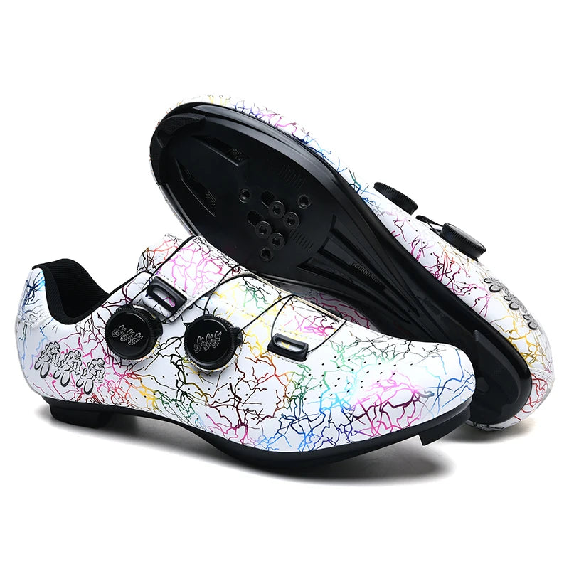 New Professional Cycling Shoes Men Locking Booster Shoes Breathable Double Knob Buckle Women SPD Hard-Soled Road Cycling Shoes