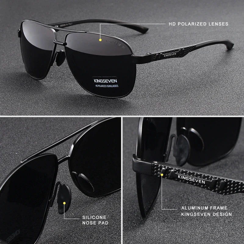 Polarized Aluminum Sunglasses Men - UV400 HD Pilot Eyewear with Night Vision Technology