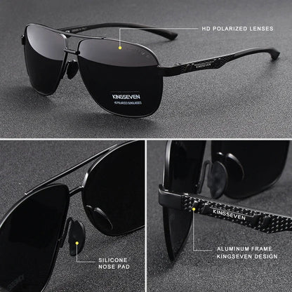 Polarized Aluminum Sunglasses Men - UV400 HD Pilot Eyewear with Night Vision Technology