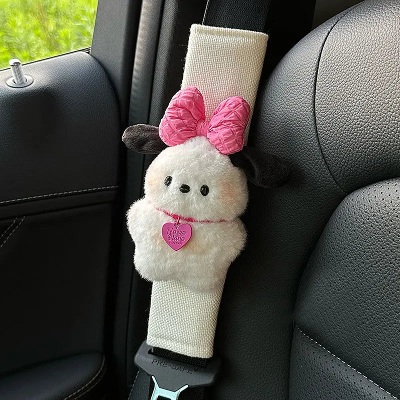 Cartoon Car Seat Belt Cover Anime Puppy Plush Auto Seat Belt Shoulder Protector Pad Car Interior Accessories