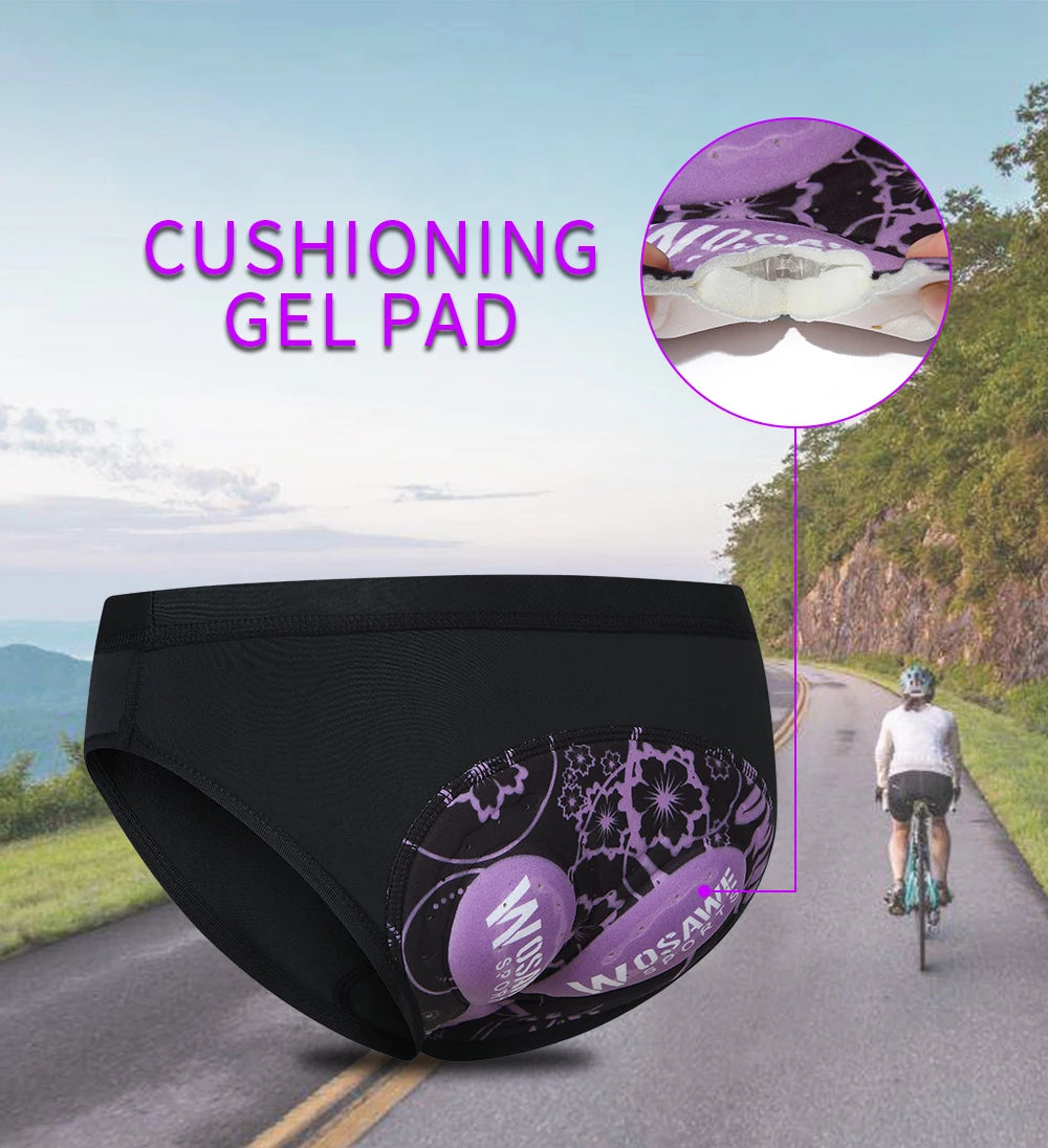 WOSAWE Women Cycling Underwear 3D Padded Shockproof Mountain MTB Bicycle Shorts Riding Bike Sport Underwear Tights Shorts