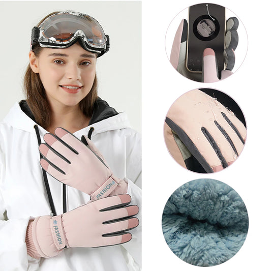 1 Pair Ski Gloves Waterproof aAnd Windproof - Thickened Warm Snow Gloves, Snowboard  Touch Screen Cycling WinterGloves