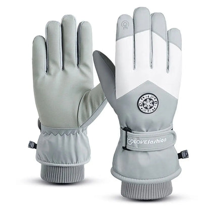 Winter Unisex Snowboard Ski Gloves PU Leather Non-slip Touch Screen Waterproof Motorcycle Cycling Fleece Warm Snow Gloves