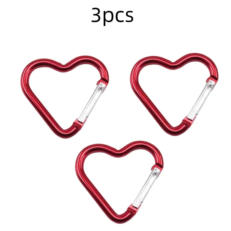 Outdoor Carabiner Heart Shape Keychain Clip Aluminum Alloy Rings Climbing Clips Spring Snap Hook Carabiner Durable