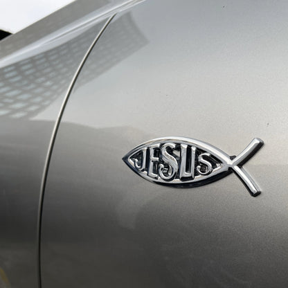 Metal Jesus Fish Stickers Applicable to Car Trunk, Fender and Rear Bumper, 3D Metal Stickers, Christian Badge