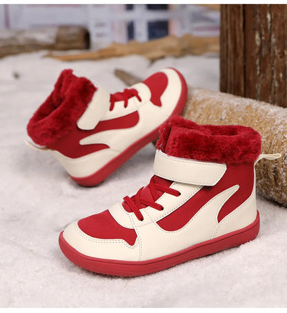 Winter Kids Wide Toe Barefoot Snow Boots Outdoor Waterproof Anti-slip Hiking Shoes Thickened Warm Plush Boots Comfortable