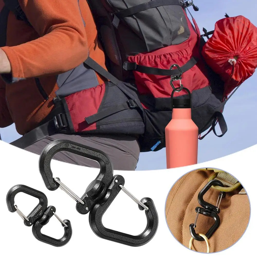 Double Clip Carabiner Outdoor Hook Clip Multi-Use Outdoor S Chain Hooks Portable Backpack Locking Hooks With 360 Degree Swivel