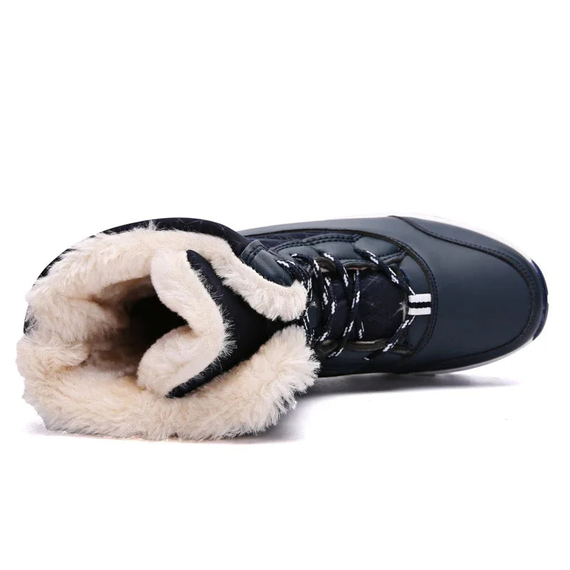 Snow Boots for Women Casual Winter Shoes Platform Non-slip Warm Fur Ankle Boots Plush Combat Outdoor Casual Hiking Warm Shoes