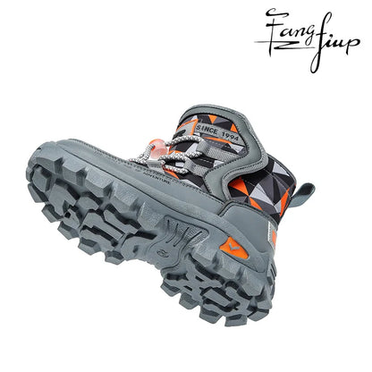 JMFCHI Kids Snow Boots Boys Hiking boots for Kids Waterproof Winter Snow Boots for Girls Warm Fur Lined Slip Resistant Outdoor