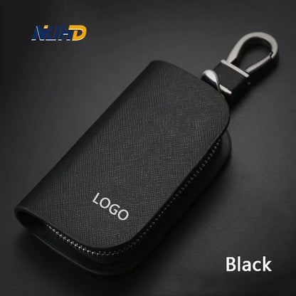 Leather Car Key Case Universal Keychain For BMW Mercedes Audi VW Bentley Ferrari FIAT Alfa Jeep Key Cover Protector Accessories