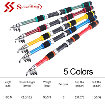 Sougayilang 1.8M Spinning Fishing Rod M Power Children Fishing Rod Telescopic Rock Fishing Rod Carp Feeder Rod Surf Beginner Rod