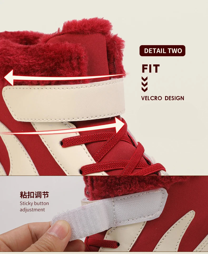 Winter Kids Wide Toe Barefoot Snow Boots Outdoor Waterproof Anti-slip Hiking Shoes Thickened Warm Plush Boots Comfortable