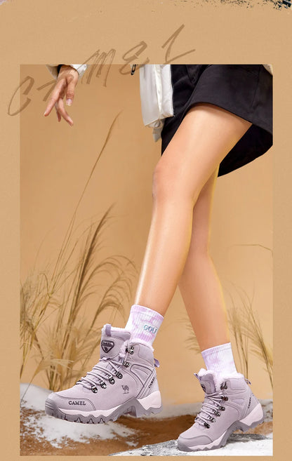 GOLDEN CAMEL Waterproof Hiking Shoes Military Hiking Boots High Top Trekking Shoes for Women 2024 Autumn Non-slip Wear-resistant