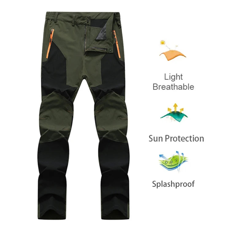 Men's UV Resistant Hiking Pants TRVLWEGO - Quick Dry Summer Camping Trousers Water Splash Prevention