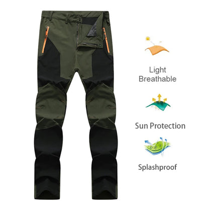 Men's UV Resistant Hiking Pants TRVLWEGO - Quick Dry Summer Camping Trousers Water Splash Prevention